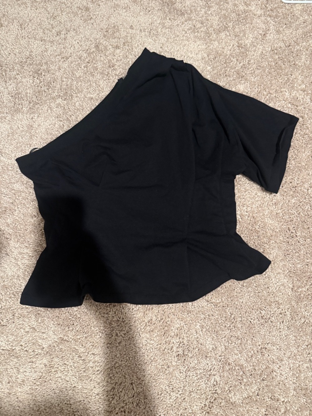 Black One-Shoulder Women's Blouse